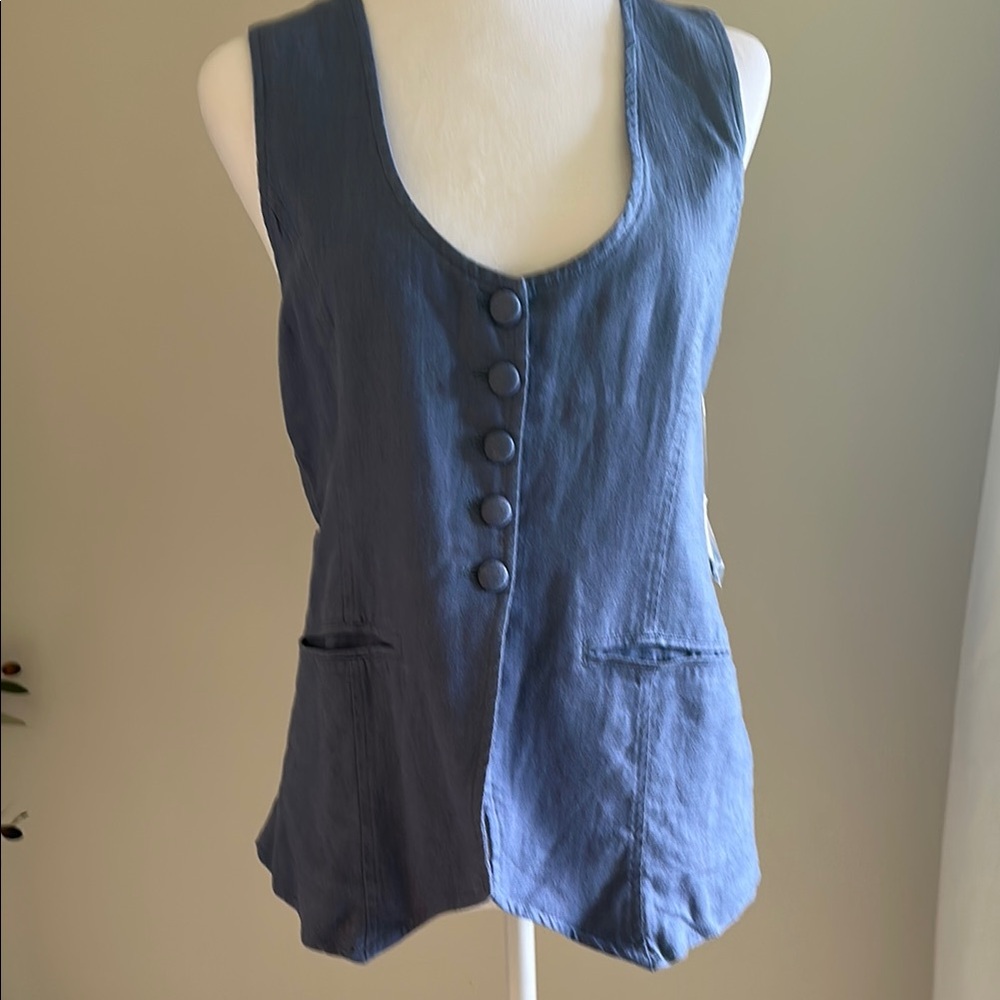 Free People Blue Sleeveless Fitted Tank Top